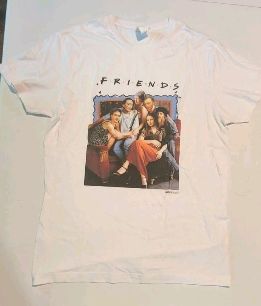 Vtg Friends Old School Artists T-shirt Made In Italy Van Gogh Da Vinci Mona Lisa